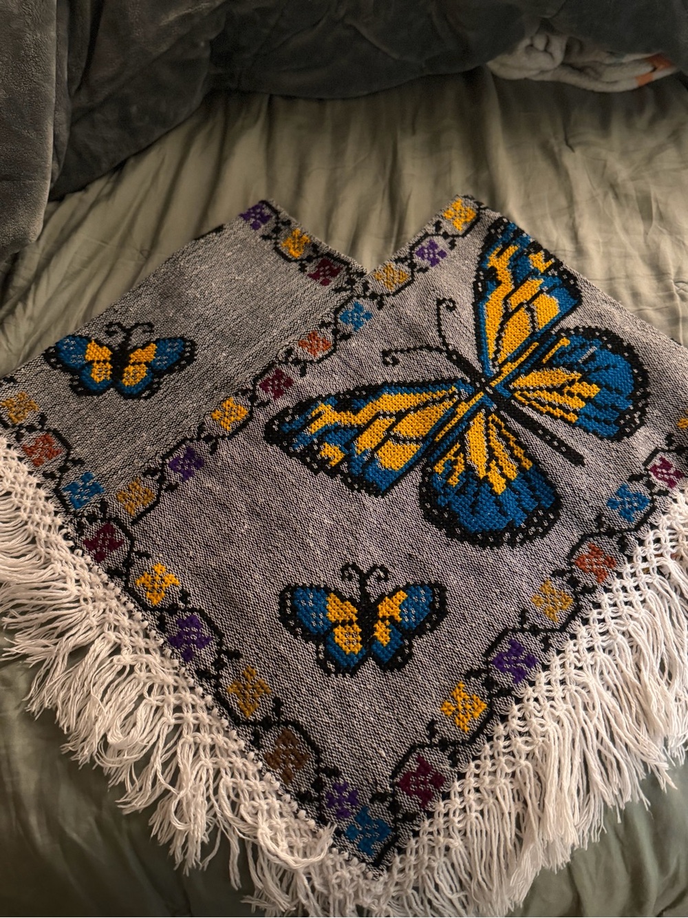Handmade Butterfly Poncho from Mexico